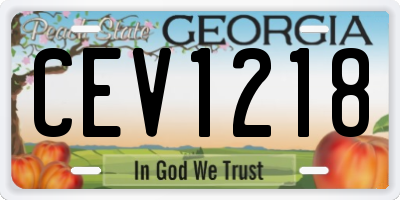 GA license plate CEV1218