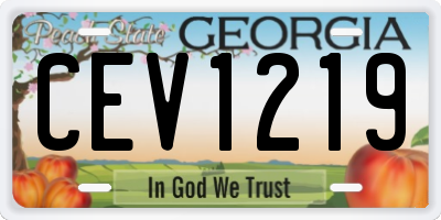 GA license plate CEV1219