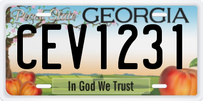 GA license plate CEV1231