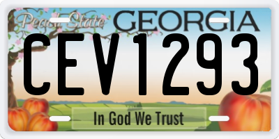GA license plate CEV1293
