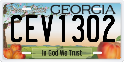 GA license plate CEV1302