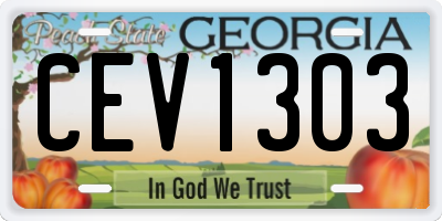 GA license plate CEV1303