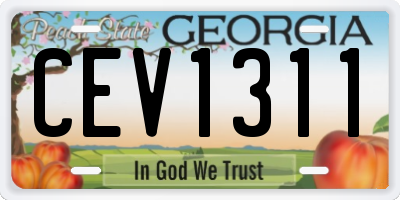 GA license plate CEV1311