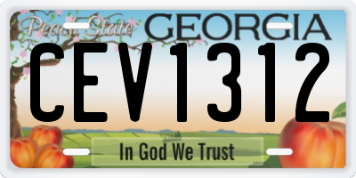 GA license plate CEV1312