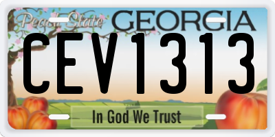 GA license plate CEV1313