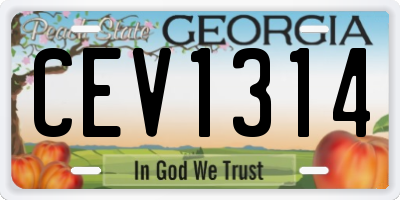 GA license plate CEV1314