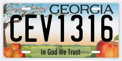 GA license plate CEV1316