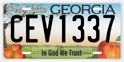 GA license plate CEV1337