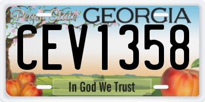 GA license plate CEV1358