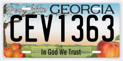 GA license plate CEV1363