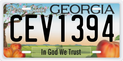 GA license plate CEV1394
