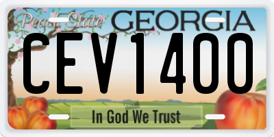 GA license plate CEV1400