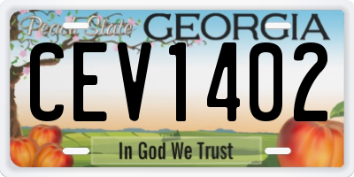 GA license plate CEV1402