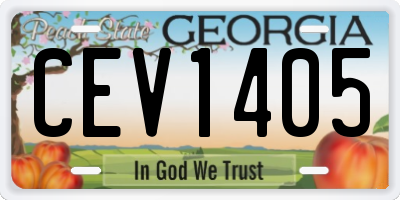 GA license plate CEV1405