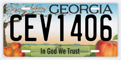 GA license plate CEV1406
