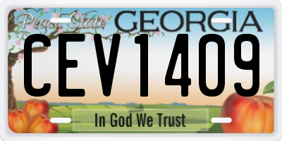 GA license plate CEV1409