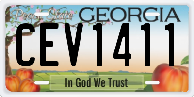 GA license plate CEV1411