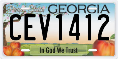 GA license plate CEV1412