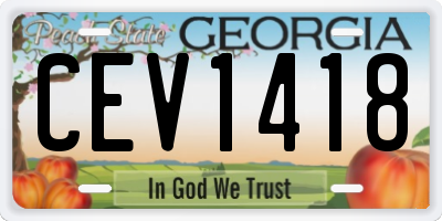 GA license plate CEV1418