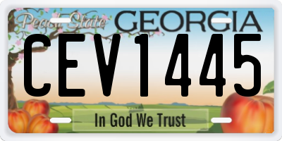 GA license plate CEV1445