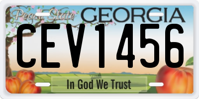GA license plate CEV1456