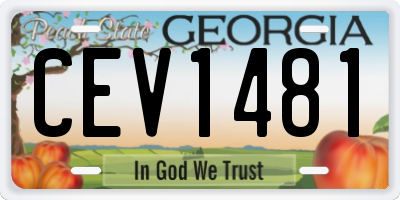 GA license plate CEV1481