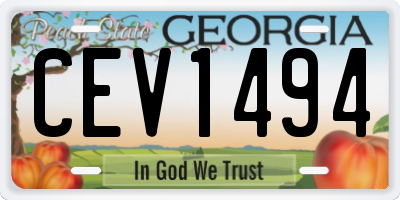 GA license plate CEV1494