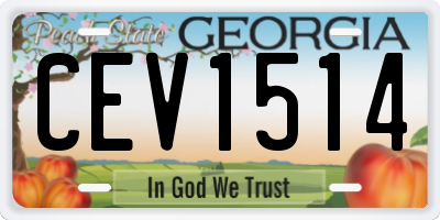 GA license plate CEV1514