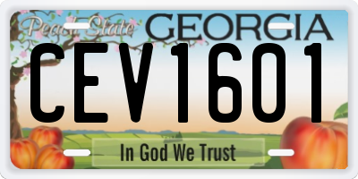 GA license plate CEV1601