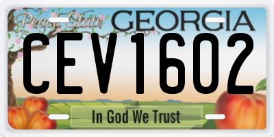 GA license plate CEV1602