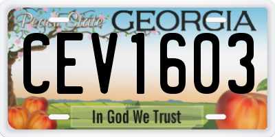 GA license plate CEV1603