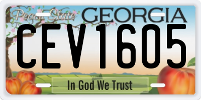 GA license plate CEV1605