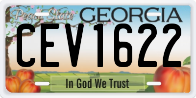 GA license plate CEV1622