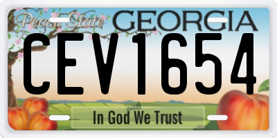 GA license plate CEV1654