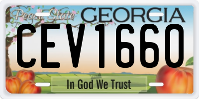 GA license plate CEV1660