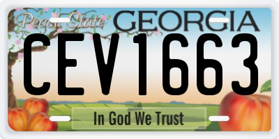 GA license plate CEV1663