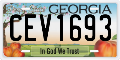 GA license plate CEV1693