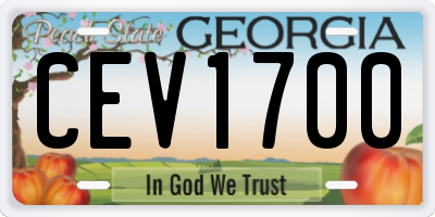 GA license plate CEV1700