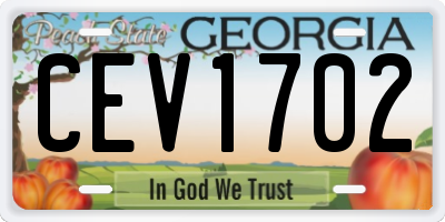 GA license plate CEV1702