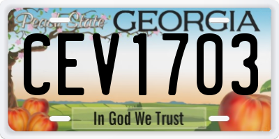 GA license plate CEV1703