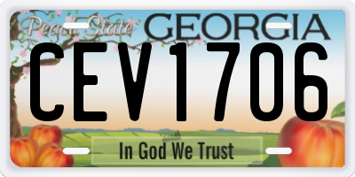 GA license plate CEV1706
