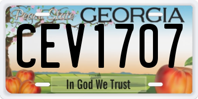 GA license plate CEV1707