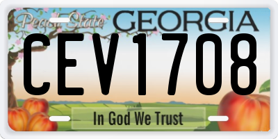 GA license plate CEV1708
