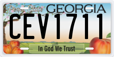 GA license plate CEV1711