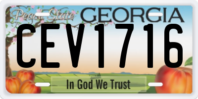 GA license plate CEV1716