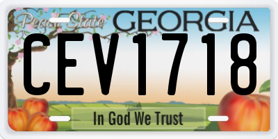 GA license plate CEV1718