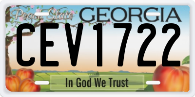 GA license plate CEV1722