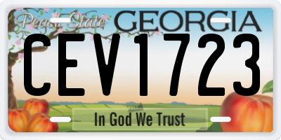 GA license plate CEV1723