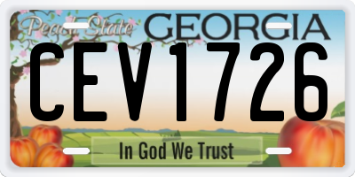 GA license plate CEV1726
