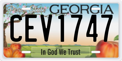 GA license plate CEV1747